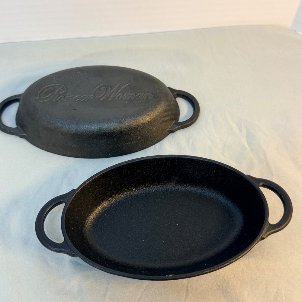 Pioneer Woman Cast Iron Mini Oval Au Gratin Dishes Set of 2 Black Individual Pan - Picture 4 of 8
